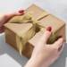 Gold Dot & Stripe on Kraft Gift Wrap Paper - B998D