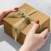 Gold Dot & Stripe on Kraft Gift Wrap Paper - B998D