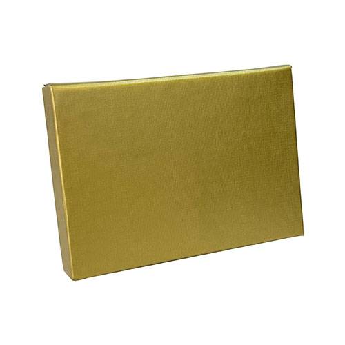 Gold Linen pop-up gift card box 4 5/8" x 3 3/8" x 5/8" — pops open to display a gift card, gold linen-textured finish