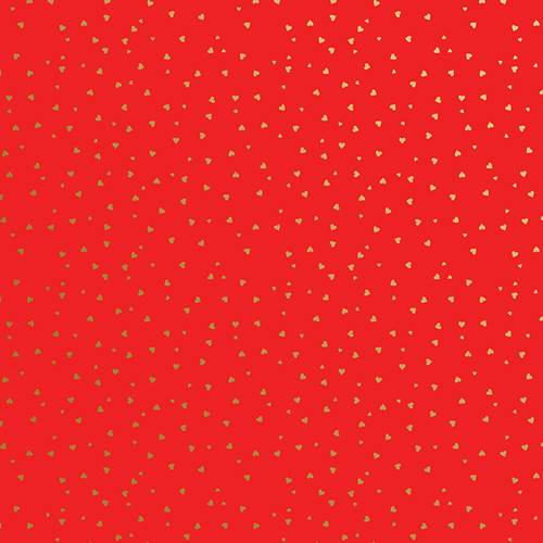 Gold Red Hearts Gift Wrap Paper