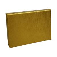 Gold Ribbed pop-up gift card box 4 5/8" x 3 3/8" x 5/8" — pops open to display a gift card, gold ribbed-texture finish