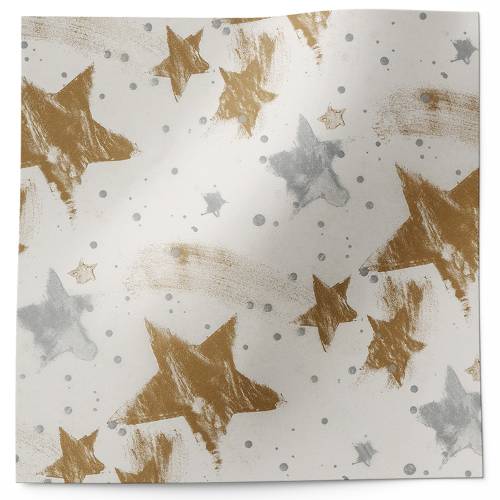 Gold and silver celebration printed tissue paper with metallic star and confetti design