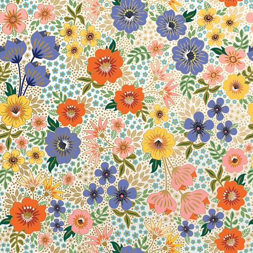 Golden Floral Gift Wrap Paper — versatile golden floral all-occasion gift wrap
