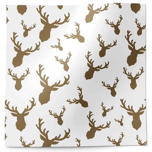 Golden stag tissue paper with bold gold stag head silhouettes on white