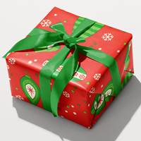 Green Ornaments on Red Gift Wrap (Closeout) 