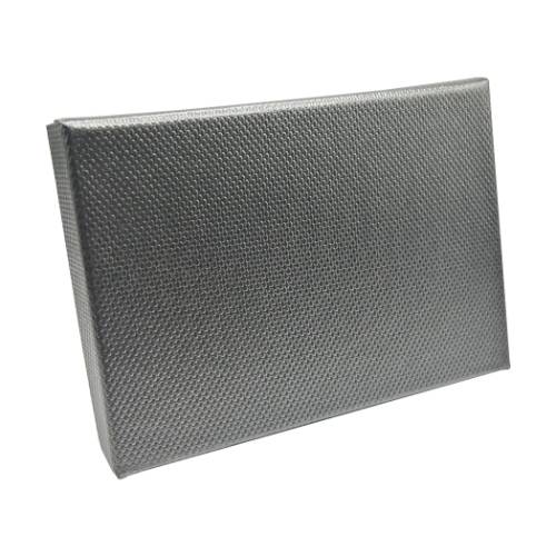 Gunmetal pop-up gift card box 4 5/8" x 3 3/8" x 5/8" — pops open to display a gift card, dark gunmetal-gray finish