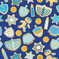 Hanukkah Cookies Gift Wrap Paper — blue and gold hanukkah cookies Hanukkah gift wrap