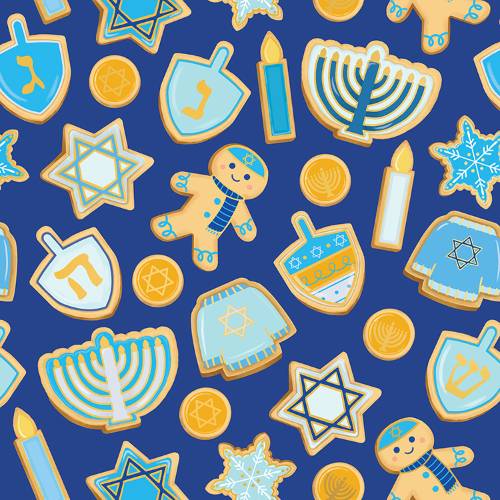 Hanukkah Cookies Gift Wrap Paper — blue and gold hanukkah cookies Hanukkah gift wrap