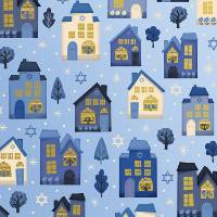 Hanukkah House Gift Wrap Paper — blue and gold hanukkah house Hanukkah gift wrap