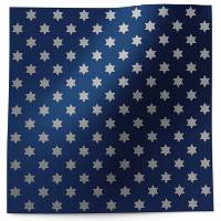 Judaic tissue paper with a Star of David pattern in silver on deep navy blue