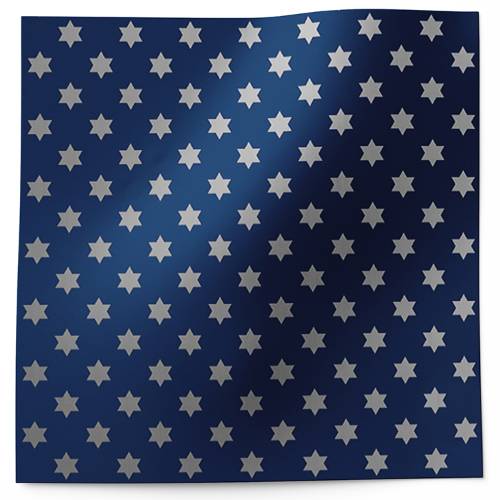 Judaic tissue paper with a Star of David pattern in silver on deep navy blue