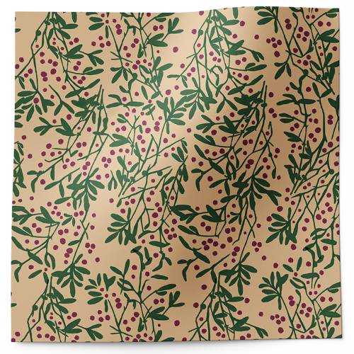 Happy Holly Days Printed Tissue Paper — Green holly leaves with red berries and Happy Holly Days text on white
