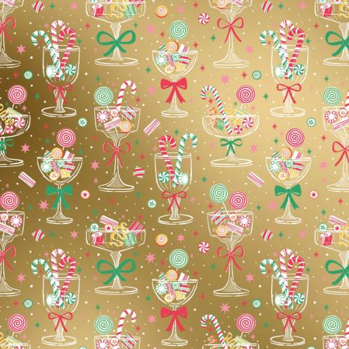 Holiday Cheers Gift Wrap Paper - festive holiday cocktails, ornaments, and cheer motifs in red and green