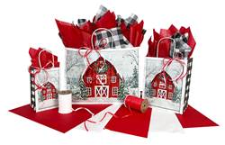 Holiday Farmhouse Paper Shopping Bags (Cub) 