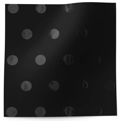 Hot Spots Tissue Paper - Black on Black — Scattered black polka dots on solid black background