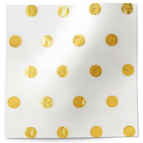 Hot Spots Tissue Paper - Gold — Scattered metallic gold polka dots on white background