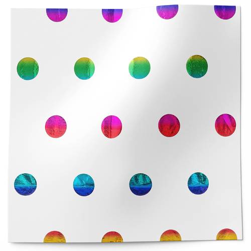 Hot Spots Tissue Paper - Rainbow — Scattered multicolored polka dots in rainbow colors on white background