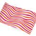 Hot wave printed tissue paper with pink and orange wavy stripes on a light background