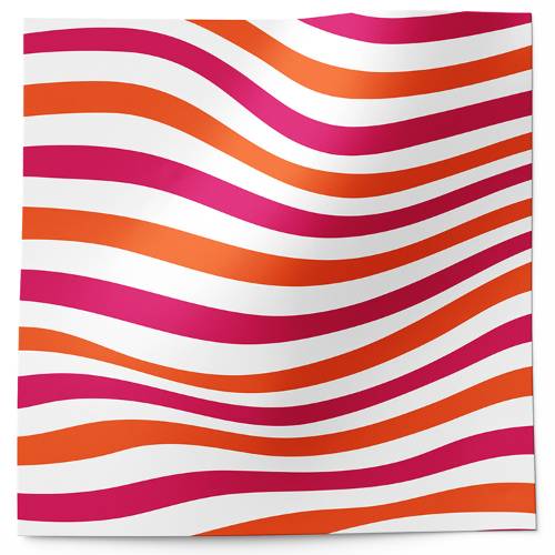 Hot wave printed tissue paper with pink and orange wavy stripes on a light background