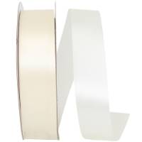 Ivory Dyna Satin ribbon on a flat spool — single-face satin with taffeta back, 1 3/8" width, 100 yards