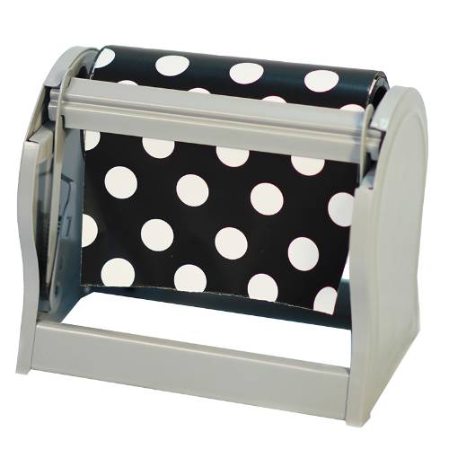 Jeweler's roll cutter — gray steel countertop dispenser with spring-loaded cutting blade, 7 3/8 inch wide, Made in USA