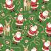 Jolly Santa Green Gift Wrap Paper - cheerful jolly Santa faces, candy canes, and holly scattered on a green background