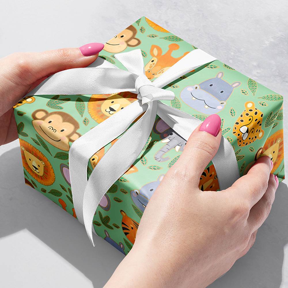 Jungle Gift Wrap, Birthday Wrapping Paper, Gender Neutral Gift