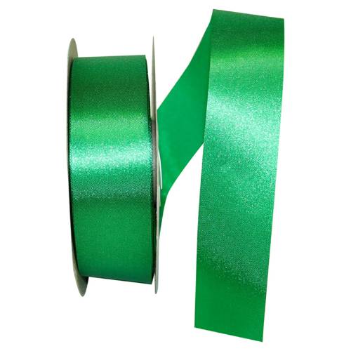 Kelly Green - Dyna Satin ribbon on a flat spool — single-face satin with taffeta back, 1 3/8" width, 100 yards
