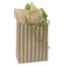 Medium kraft paper shopping bag with white vertical stripes, twisted paper handles, styled with floral tissue paper