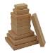 Natural kraft cotton-filled jewelry box 3 1/16" x 2 1/8" x 1" — two-piece lift-off lid, smooth matte kraft finish, non-tarnishing cotton interior