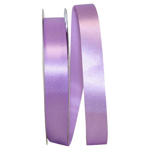 Lavender Dyna Satin ribbon on a flat spool — single-face satin with taffeta back, 7/8" width, 100 yards