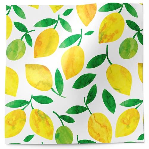 Lemon lime printed tissue paper with yellow lemons and green leaves