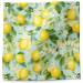 Lemon tree printed tissue paper with yellow lemons, green leaves, and white blossoms