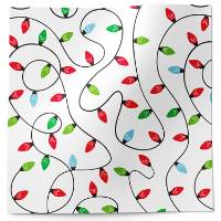 Light Parade Printed Tissue Paper — Colorful illustrated holiday string light bulbs in red, blue, green, yellow on white