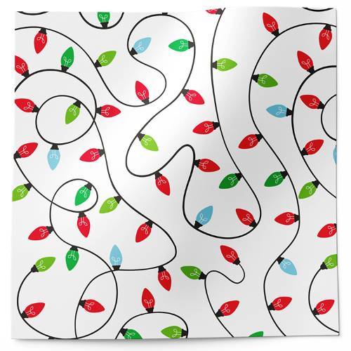 Light Parade Printed Tissue Paper — Colorful illustrated holiday string light bulbs in red, blue, green, yellow on white