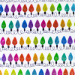Lighten Up Gift Wrap Paper - white background with colorful Christmas string-light bulbs