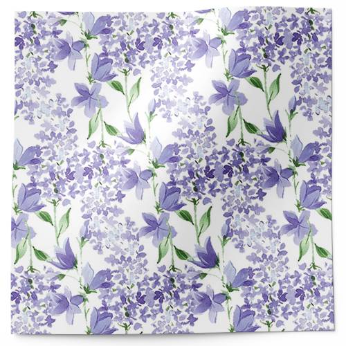 Lilac fields tissue paper with cascading lilac blossoms in lavender and purple on white