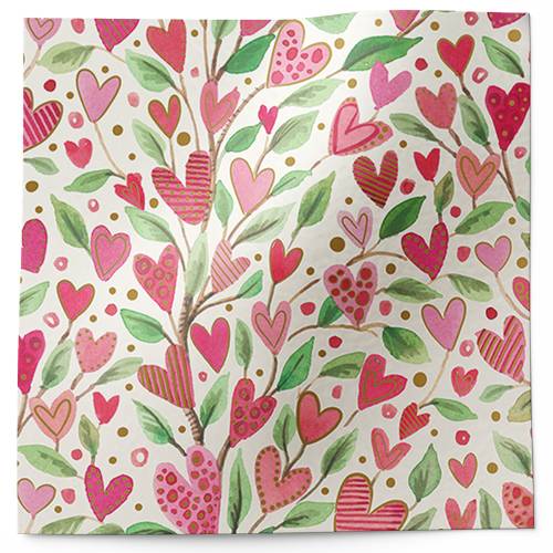 Love grows printed tissue paper with heart and floral vine pattern
