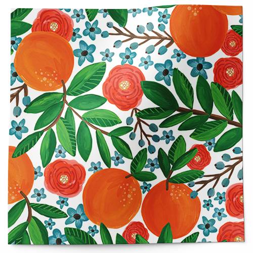 Mandarin grove printed tissue paper with citrus and floral pattern
