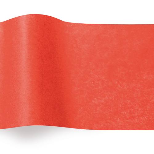 Mandarin Red Tissue Paper — Warm orange-red, mandarin tone tissue paper sheet, smooth finish