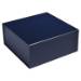 Navy matte magnetic box shown closed — square rigid fold-flat gift box in deep ink-blue flat finish with hidden magnet flap