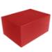 Deep matte red magnetic box — tall rectangular rigid gift box shown closed, bright flat red laminate with magnetic flap front