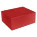 Tall matte red magnetic gift box shown closed — deep rectangular rigid box in smooth crimson matte finish with magnet flap lid