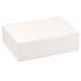 Matte white magnetic box closed — rectangular rigid gift box with smooth matte white laminate and a hinged fold-over front panel