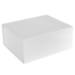 Matte white magnetic gift box closed — rectangular rigid box, clean matte white laminate, fold-over lid with hidden magnetic snap