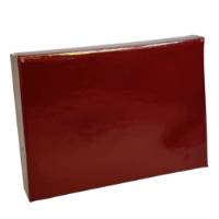 Merlot Ice gift card box shown closed — slim pop-up box in deep glossy merlot burgundy with a lacquered wet-look shine