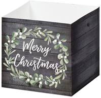Merry Christmas Wreath Square Party Favor Box Square Party Favor Box