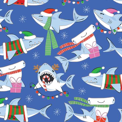 Merry Sharks Gift Wrap Paper — holiday merry sharks printed gift wrapping paper