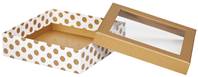 Metallic Gold Dots Rigid Gourmet Window Box Rigid Gourmet Window Box