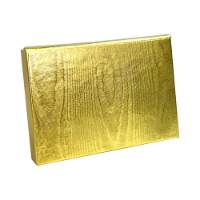 Metallic Gold Embossed pop-up gift card box 4 5/8" x 3 3/8" x 5/8" — pops open to display a gift card, metallic embossed gold finish